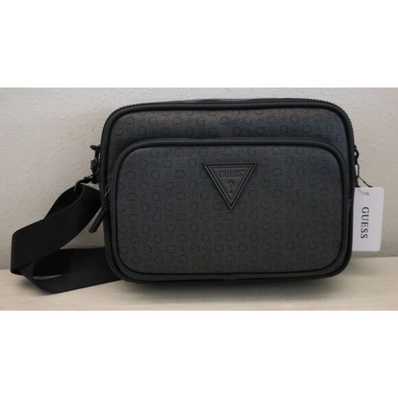 Guess SG910091 Charcoal Black Signature G Pebbled Lucius Crossbody/Shoulder Bag - Picture 1 of 11